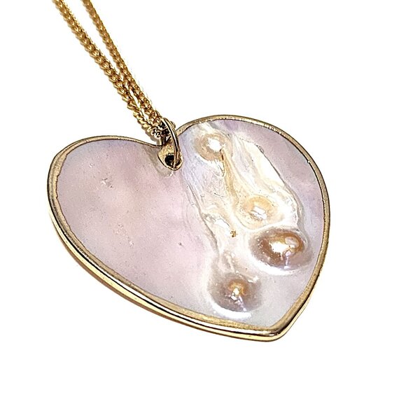 Blister Mabe pearl heart pendant necklace - Picture 3 of 8